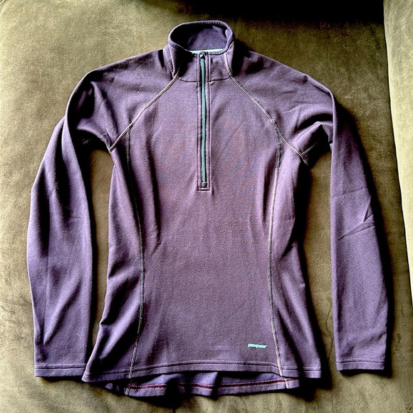 Patagonia Half-zip base layer lightweight berry wine burgundy color women's sz S - Picture 1 of 7